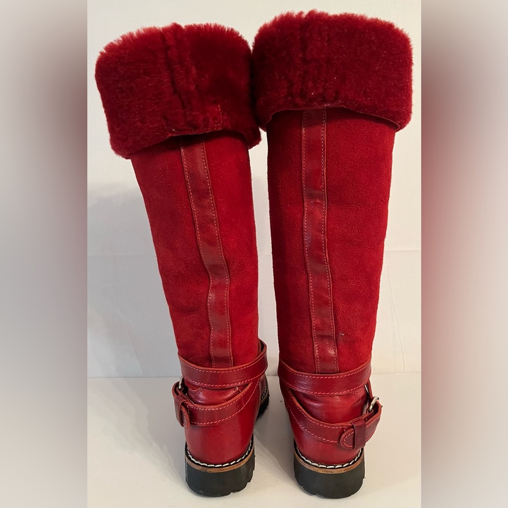 Vintage Roots Red Shearling Moto Boots | Made in Canada - Picture 3 of 14